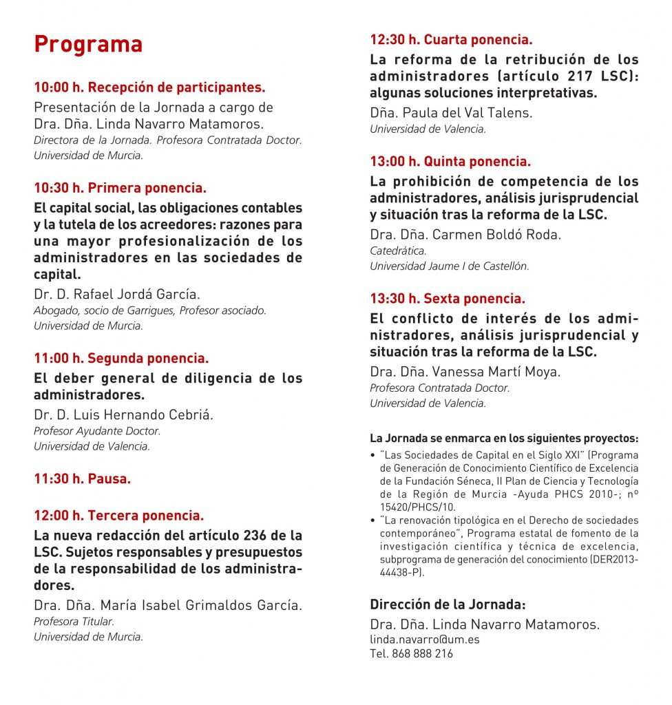 III JORNADAS COMMENDA. LOS ADMINISTRADORES DE LAS SOCIEDADES DE CAPITAL